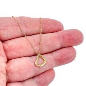 Vintage Sterling Silver 925 Gold-Tone Open Heart Necklace | Adjustable 16”-18”